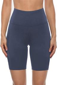 img 3 attached to 🏃 High Waisted Women's Workout Shorts/Biker Shorts with Side Pockets - Essential for Running, Yoga - Available in 8"/5" Lengths