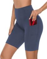 🏃 high waisted women's workout shorts/biker shorts with side pockets - essential for running, yoga - available in 8"/5" lengths логотип