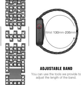 img 1 attached to Dsytom Bing Band - Стильный металлический браслет для Apple Watch 38мм/40мм, черный ювелирный ремешок для замены iWatch Series 3/2/1/SE