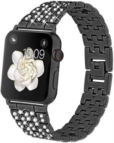 img 3 attached to Dsytom Bing Band - Стильный металлический браслет для Apple Watch 38мм/40мм, черный ювелирный ремешок для замены iWatch Series 3/2/1/SE