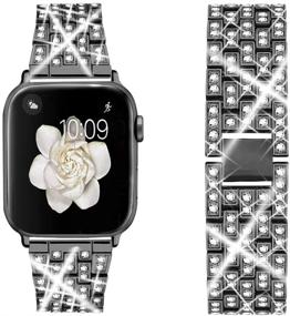 img 4 attached to Dsytom Bing Band - Стильный металлический браслет для Apple Watch 38мм/40мм, черный ювелирный ремешок для замены iWatch Series 3/2/1/SE