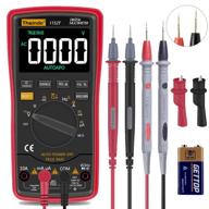 🔋 trms 6000 auto ranging digital multimeter with battery alligator clips test leads - ac/dc voltage/current, voltage alert, amp/ohm/volt multi tester with diode - ebtn screen, red logo