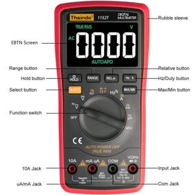 img 1 attached to 🔋 TRMS 6000 Auto Ranging Digital Multimeter with Battery Alligator Clips Test Leads - AC/DC Voltage/Current, Voltage Alert, Amp/Ohm/Volt Multi Tester with Diode - EBTN Screen, Red