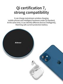 img 1 attached to 🔌 Aibner Wireless Charger: Portable Thin Aviation Aluminum Charging Pad with 10W Fast Charge for iPhone 12/12 Mini/12 Pro Max SE 2020/11/11 Pro, Galaxy S21/20/Note 10/S10, and AirPods Pro (No AC Adapter)