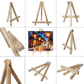 img 1 attached to PYHK 8 Pack 9.25 Inch Tall Natural Pine Wood Tripod Easel: Ideal for Photo Artists, Paintings, Sketching, and Display - Portable Holder Stand