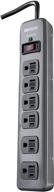 🌳 woods 41546 metal surge protector - 6 outlets, lighted circuit breaker switch, 900j protection, 3ft cord, dark gray logo