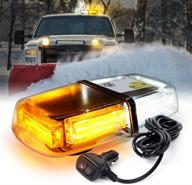 🚨 xprite 12-inch white amber cob led mini strobe flashing lights bar with magnetic base mount – high visibility safety light for emergency law enforcement, warning, and hazard on 12v vehicles, trucks, and snow plows logo