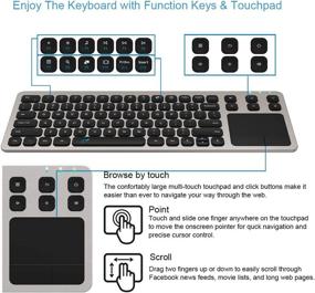 img 3 attached to 📺 Arteck 2.4G Wireless Touch TV Keyboard with Media Control & Built-In Touchpad Mouse - Stainless Ultra Compact Full Size Keyboard for TV-Connected Computers, Smart TVs, HTPCs