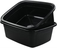 idomy pack of 2 rectangle plastic black washing basins/tubs (18 quart): durable & convenient cleaning solution logo