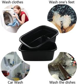 img 1 attached to Idomy Pack of 2 Rectangle Plastic Black Washing Basins/Tubs (18 Quart): Durable & Convenient Cleaning Solution
