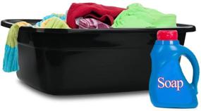 img 2 attached to Idomy Pack of 2 Rectangle Plastic Black Washing Basins/Tubs (18 Quart): Durable & Convenient Cleaning Solution
