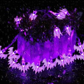 img 2 attached to 🎃 Halloween Solar String Lights - DYTesa 30 LED Purple Bat Lights, 21.3 Ft, IP65 Waterproof for Outdoor Indoor Party Decor, Patio, Lawn, Garden, Yard