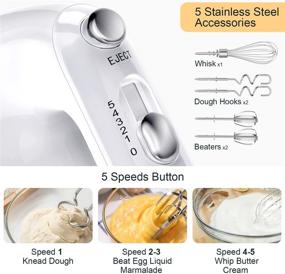 img 1 attached to Vezzio Electric Hand Mixer with 5-Speed Control, Eject Button, and Stainless Steel Accessories - Perfect for Whipping Cream, Mixing Dough, and Baking Delicious Treats!