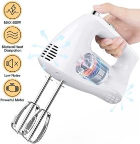 img 2 attached to Vezzio Electric Hand Mixer with 5-Speed Control, Eject Button, and Stainless Steel Accessories - Perfect for Whipping Cream, Mixing Dough, and Baking Delicious Treats!