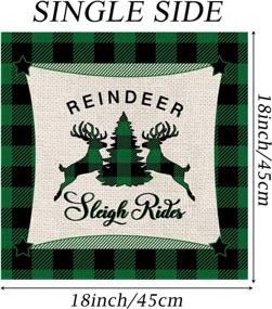 img 4 attached to 🎄 Set of 4 Farmhouse Christmas Pillow Covers, 18 x 18 Inch, Green Buffalo Check Party Pillowcase with Tree and Reindeer Design - Home Decorations Cushion Case for Sofa Couch