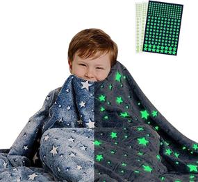 img 4 attached to 🌟 Glow in The Dark XL Kids Throw Star Blanket - Super Soft Boys' Glow in The Dark Throw Blankets - Soft Fleece Blanket with Complimentary Glow Star Stickers - 60 x 80 Inches