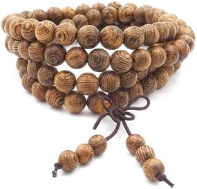img 4 attached to 108 Prayer Beads Mala Bracelet: Natural Wood Tibetan Buddhist Buddha Meditation Necklace Mala Bracelet for Ultimate Mindful Experiences