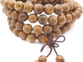 img 2 attached to 108 Prayer Beads Mala Bracelet: Natural Wood Tibetan Buddhist Buddha Meditation Necklace Mala Bracelet for Ultimate Mindful Experiences