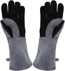 img 4 attached to Fire-resistant Leather Welding Gloves with Kevlar Stitching - PlasMaller 16-inch, 932℉