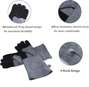 img 3 attached to Fire-resistant Leather Welding Gloves with Kevlar Stitching - PlasMaller 16-inch, 932℉