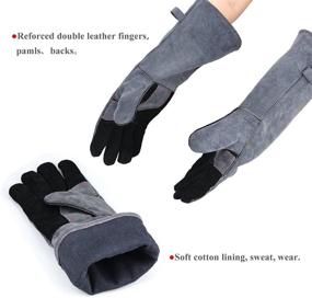 img 1 attached to Fire-resistant Leather Welding Gloves with Kevlar Stitching - PlasMaller 16-inch, 932℉