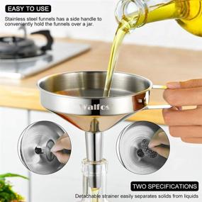 img 3 attached to 🍯 Efficient Stainless Steel Funnel Set with Removable Strainer and Cleaning Brush – Ideal for Liquid, Oil, Jam, Dry Ingredients & Powder Transfer – Walfos 3 Pack