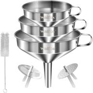 🍯 efficient stainless steel funnel set with removable strainer and cleaning brush – ideal for liquid, oil, jam, dry ingredients & powder transfer – walfos 3 pack логотип