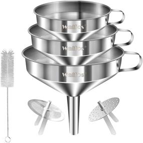 img 4 attached to 🍯 Efficient Stainless Steel Funnel Set with Removable Strainer and Cleaning Brush – Ideal for Liquid, Oil, Jam, Dry Ingredients & Powder Transfer – Walfos 3 Pack