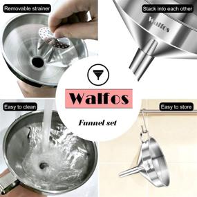 img 2 attached to 🍯 Efficient Stainless Steel Funnel Set with Removable Strainer and Cleaning Brush – Ideal for Liquid, Oil, Jam, Dry Ingredients & Powder Transfer – Walfos 3 Pack