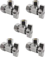 💧 heavy duty square body 1/4 turn angle shut off valve, 1/2 in. nom comp inlet x 3/8 in. od compression outlet, chrome plated brass (5 pack) логотип