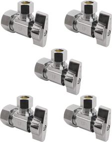 img 4 attached to 💧 Heavy Duty Square Body 1/4 Turn Angle Shut Off Valve, 1/2 in. NOM Comp Inlet x 3/8 in. OD Compression Outlet, Chrome Plated Brass (5 Pack)