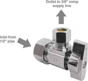 img 2 attached to 💧 Heavy Duty Square Body 1/4 Turn Angle Shut Off Valve, 1/2 in. NOM Comp Inlet x 3/8 in. OD Compression Outlet, Chrome Plated Brass (5 Pack)