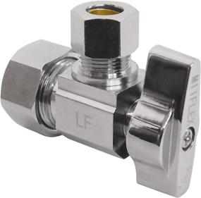 img 3 attached to 💧 Heavy Duty Square Body 1/4 Turn Angle Shut Off Valve, 1/2 in. NOM Comp Inlet x 3/8 in. OD Compression Outlet, Chrome Plated Brass (5 Pack)