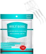 holy rose professional clean flossers: extra strong 🌹 floss picks for gentle and effective dental care (100 count) logo