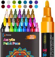 emooqi acrylic paint pens set - 24 colors paint markers for rock, craft, ceramic, glass, wood, fabric, canvas - art crafting supplies логотип