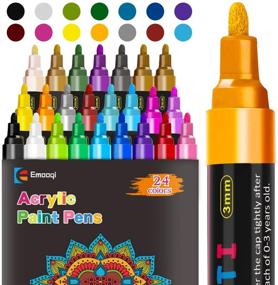 img 4 attached to Emooqi Acrylic Paint Pens Set - 24 Colors Paint Markers for Rock, Craft, Ceramic, Glass, Wood, Fabric, Canvas - Art Crafting Supplies