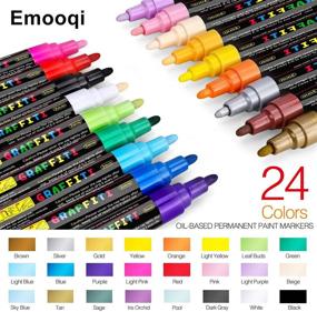 img 3 attached to Emooqi Acrylic Paint Pens Set - 24 Colors Paint Markers for Rock, Craft, Ceramic, Glass, Wood, Fabric, Canvas - Art Crafting Supplies