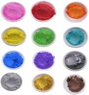 🌈 vibrant mica powder set - 12 colors, 0.1 oz each for diy soap making, bath bomb colorant, nail art, eyeshadow, makeup dye - epoxy resin pigment logo