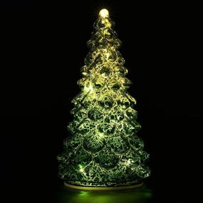 img 3 attached to 🎄 Exquisite Lighted Glass Christmas Tree Figurine: Battery Operated, Timer, Perfect for Centerpieces and Mantels