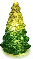 🎄 exquisite lighted glass christmas tree figurine: battery operated, timer, perfect for centerpieces and mantels logo