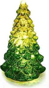 img 4 attached to 🎄 Exquisite Lighted Glass Christmas Tree Figurine: Battery Operated, Timer, Perfect for Centerpieces and Mantels