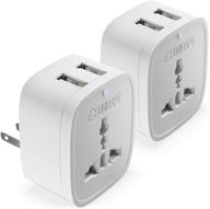 🔌 unidapt europe to us plug adapters - 3in1 with 2 usb, travel wall charger adaptors - uk/au to usa canada mexico japan outlet plug adapters (type a) 2-pack logo