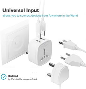 img 3 attached to 🔌 Адаптеры Unidapt для перехода из Европы в США - 3 в 1 с 2 портами USB, настенные зарядные адаптеры для путешествий - переходники для розеток Великобритании/Австралии в США, Канаду, Мексику, Японию (тип А) - 2 штуки в упаковке.