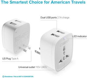 img 2 attached to 🔌 Адаптеры Unidapt для перехода из Европы в США - 3 в 1 с 2 портами USB, настенные зарядные адаптеры для путешествий - переходники для розеток Великобритании/Австралии в США, Канаду, Мексику, Японию (тип А) - 2 штуки в упаковке.