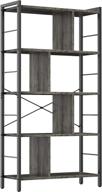 armocity grey 5-tier industrial bookcase - wood metal frame bookshelf stand for bedroom living room home office decor логотип