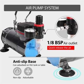 img 2 attached to VIVOHOME Professional Airbrush Paint System - 1/5 HP Air Compressor & 3 Airbrush Kits for Tattoo Makeup Shoes Cake Decoration - Black, 110-120V