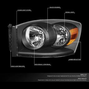 img 3 attached to 🔦 Black Amber Factory Style Headlights for 06-09 Ram 2500 3500/06-08 Ram 1500,Left & Right Side by DNA Motoring HL-OH-RM06-BK-AM