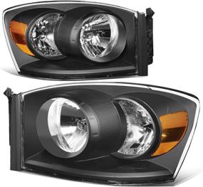 img 4 attached to 🔦 Black Amber Factory Style Headlights for 06-09 Ram 2500 3500/06-08 Ram 1500,Left & Right Side by DNA Motoring HL-OH-RM06-BK-AM