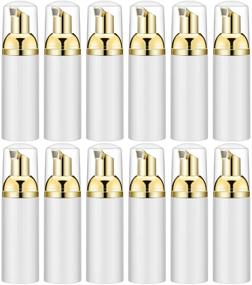 img 4 attached to 🧴 12PCS, White+Gold, BPA Free Mini Travel Size Foaming Soap Dispenser - 1.7 Oz/50ML Empty Plastic Foam Pump Bottles for Refillable Travel Hand Soap Foaming, Shampoo, Body Wash