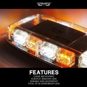 img 3 attached to 🔆 High Visibility 36LED Roof Top Mini Strobe Light with Magnetic Base for Snow Plow, Trucks, Construction Vehicles - Amber/White Emergency Safety Warning LED Flashing Strobe Light Bar